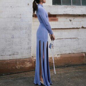 New Atoir The Venice Dress in Ultramarine periwinkle purple maxi long sleeve